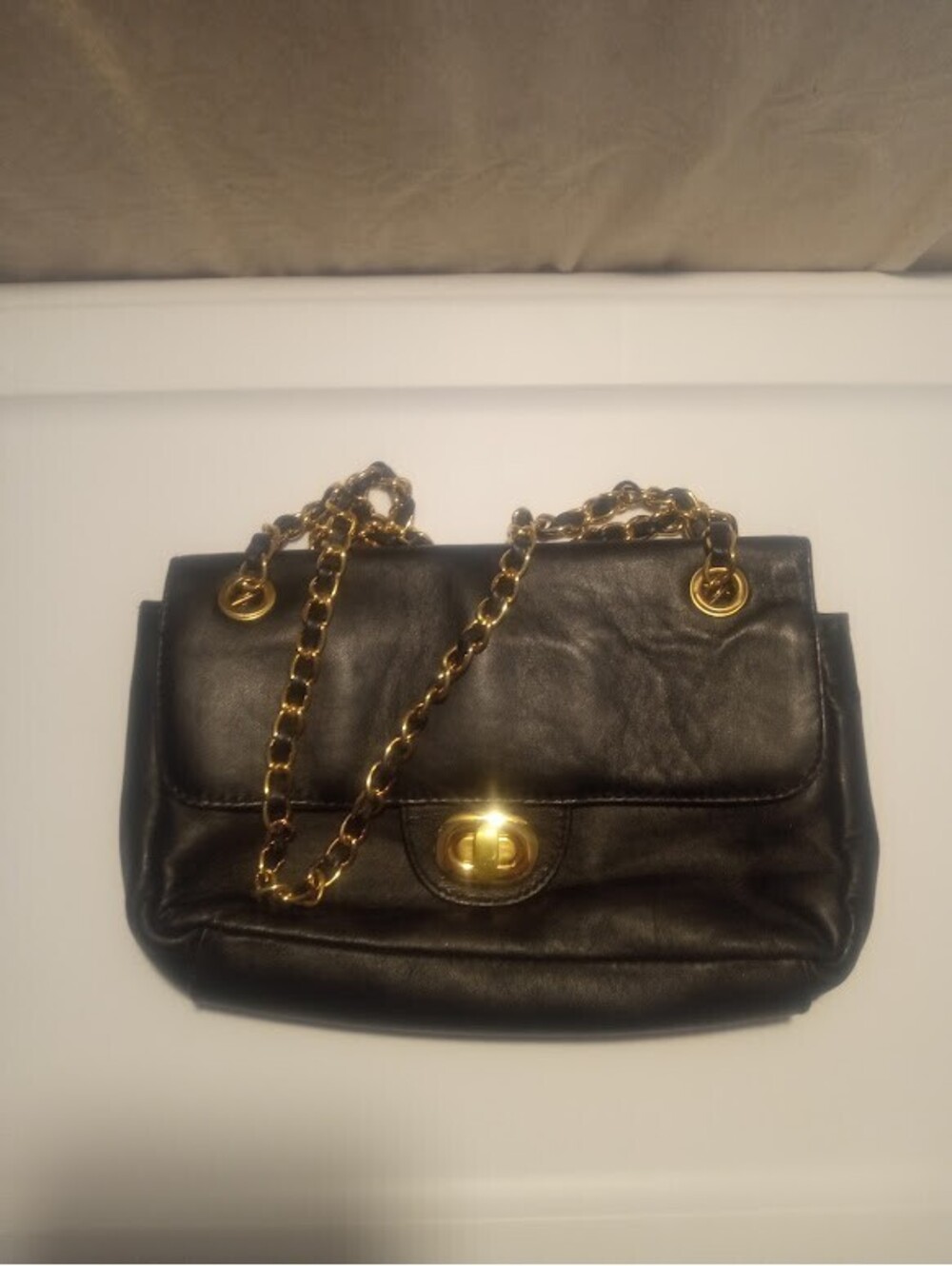 Black Paradox Leather Handbag | Gold Chain Detail | Classic GUC